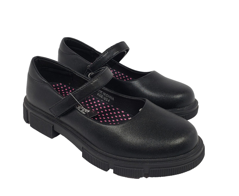 Jabasic Back To School Girls Size 4Y Black Uniform Chunky Mary Jane Shoes